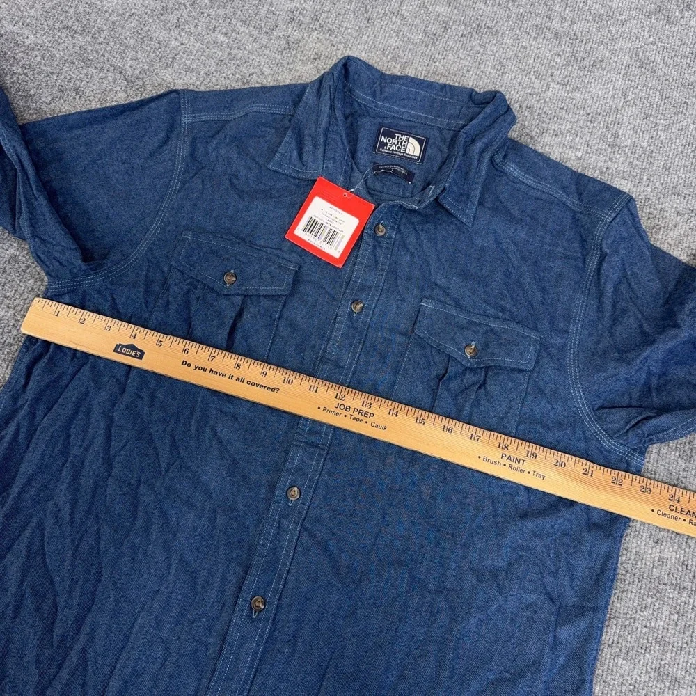 The North Face Shirt Men Large Blue Herringbone Chambray Grayling Long Sleeve